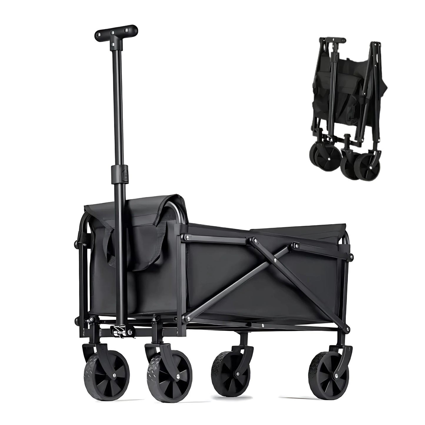 HEPFTURE FlexiLite Folding Wagon – 220LB Heavy-Duty Cart, Flat-Free Wheels, Foldable Utility Wagon for Camping & Beach