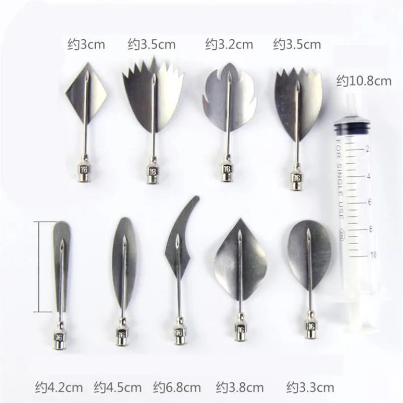 10pcs/set 3D Jelly Flower Art Tools Jelly Cake Gelatin Pudding Nozzle Syringe Nozzle Set Cake Decorating Tools