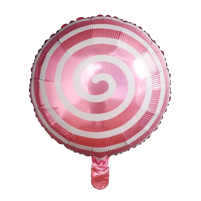 10pcs 18" Lollipop Swirl Foil Balloons – Candy Themed Round Balloons for Birthday Party, Baby Shower, Carnival, Holiday Decor
