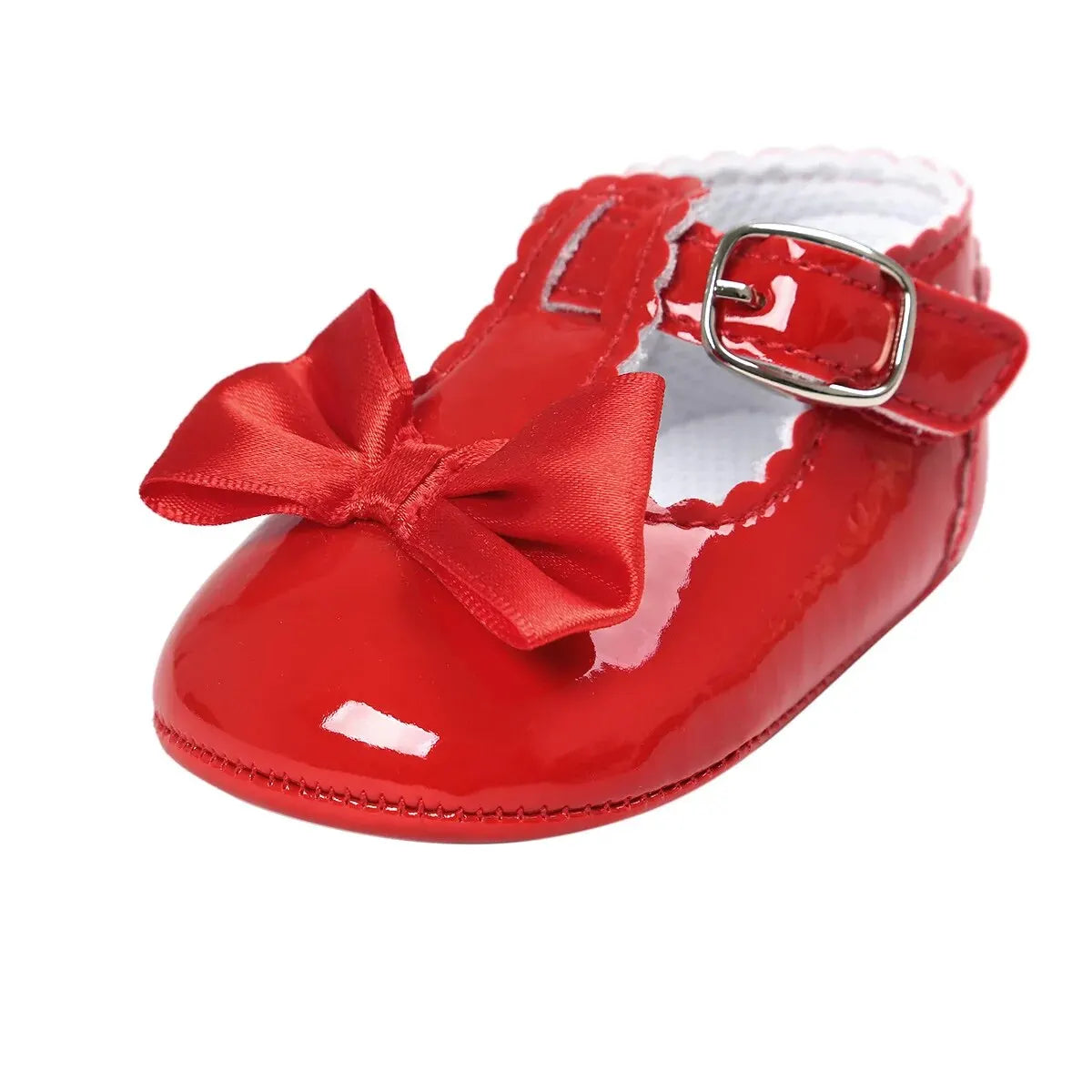 Baby Girls Classic Bowknot Rubber Sole Anti-slip PU Shoes