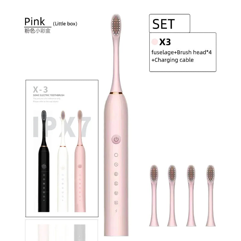 Rechargeable Electric Toothbrush Set – Adult Soft Brush, Portable & Waterproof