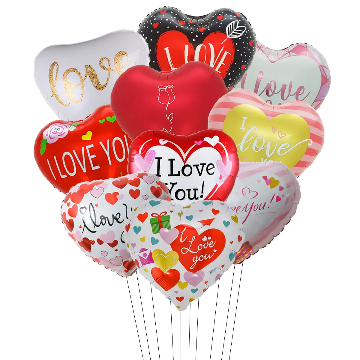 10pcs 18inch Happy Valentine's Day Heart Foil Balloons Helium Balloon Valentine's Day Party Decorations