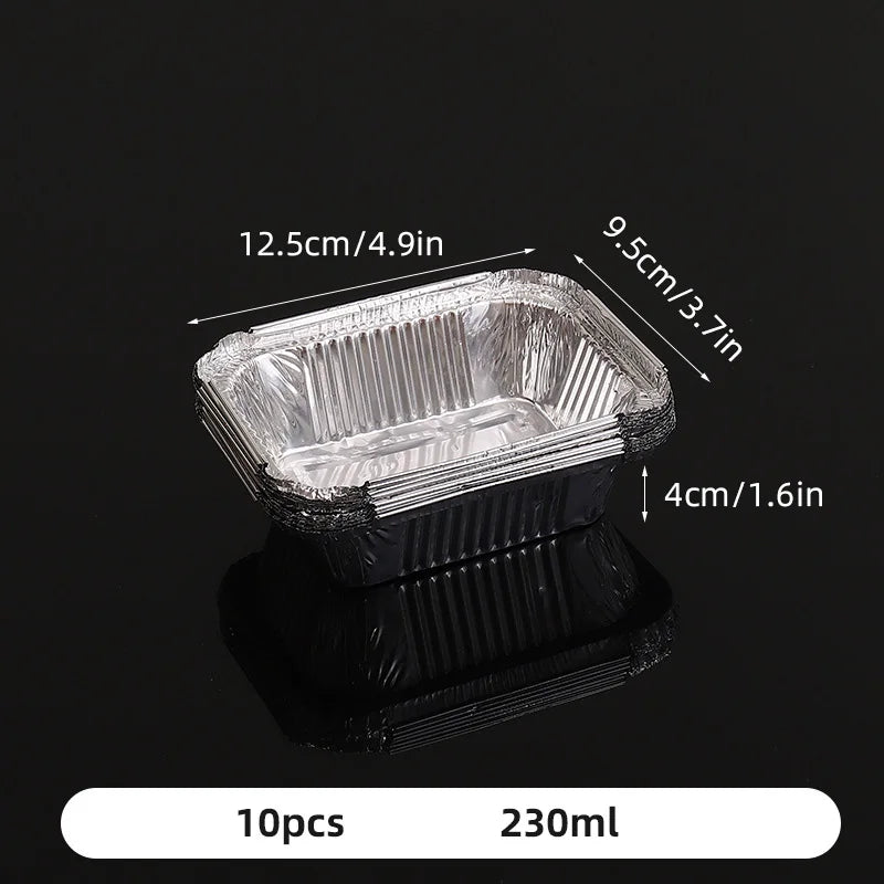10‑Pack Rectangular Aluminum Foil Trays – Disposable Air Fryer & BBQ Food Containers