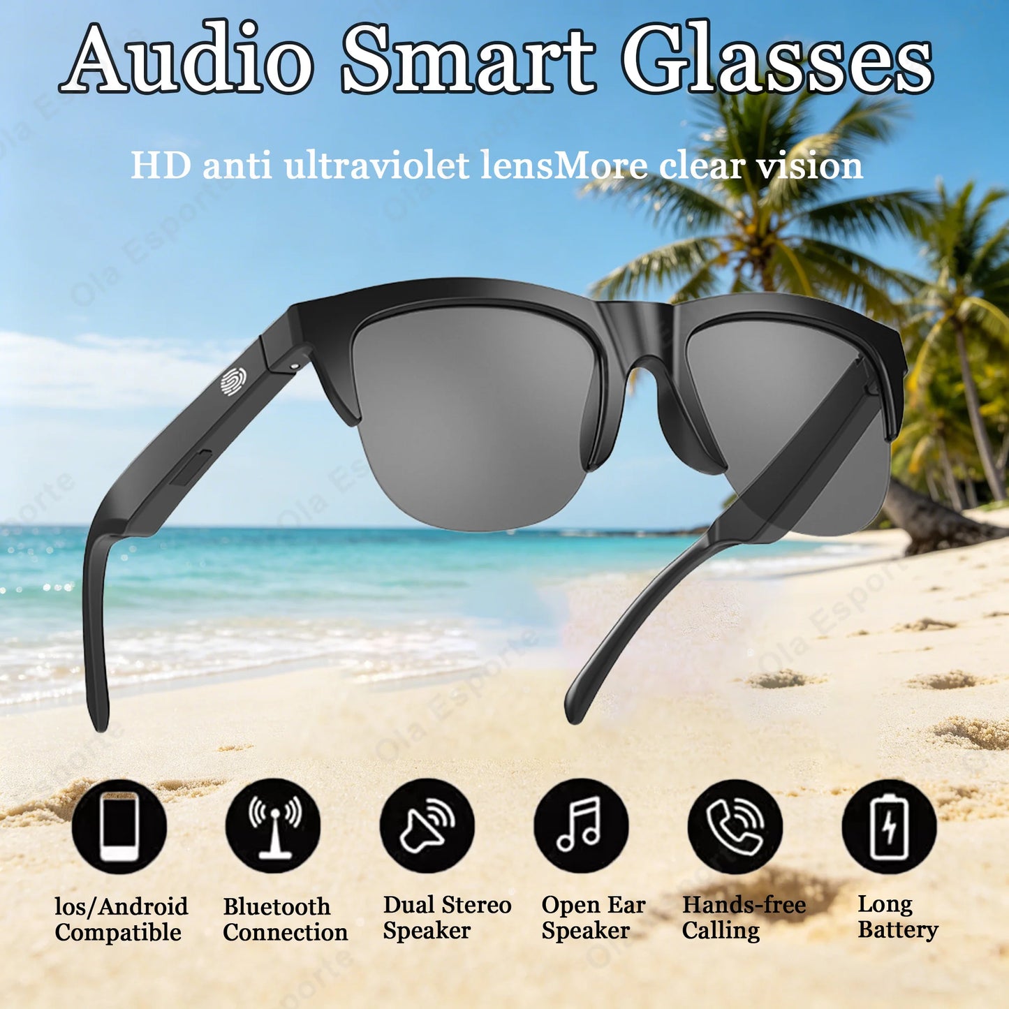 AI Translation Smart Glasses – UV Polarized Bluetooth