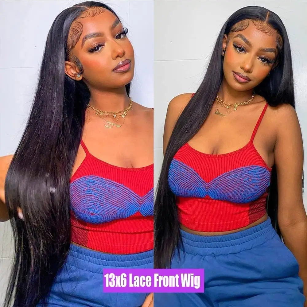 13×6 HD Transparent Straight Lace Front Wig (200% Density · Glueless · Pre‑Plucked)