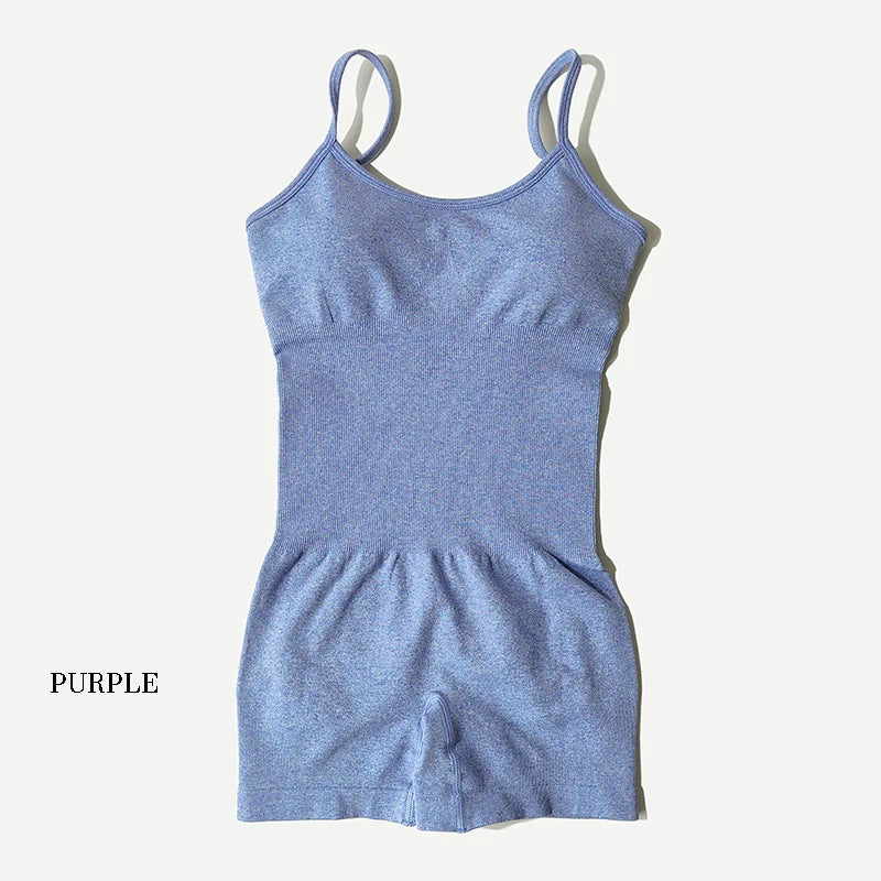 Women Fitness One Piece Strap Tummy Control Padded Sports Bra Rompers