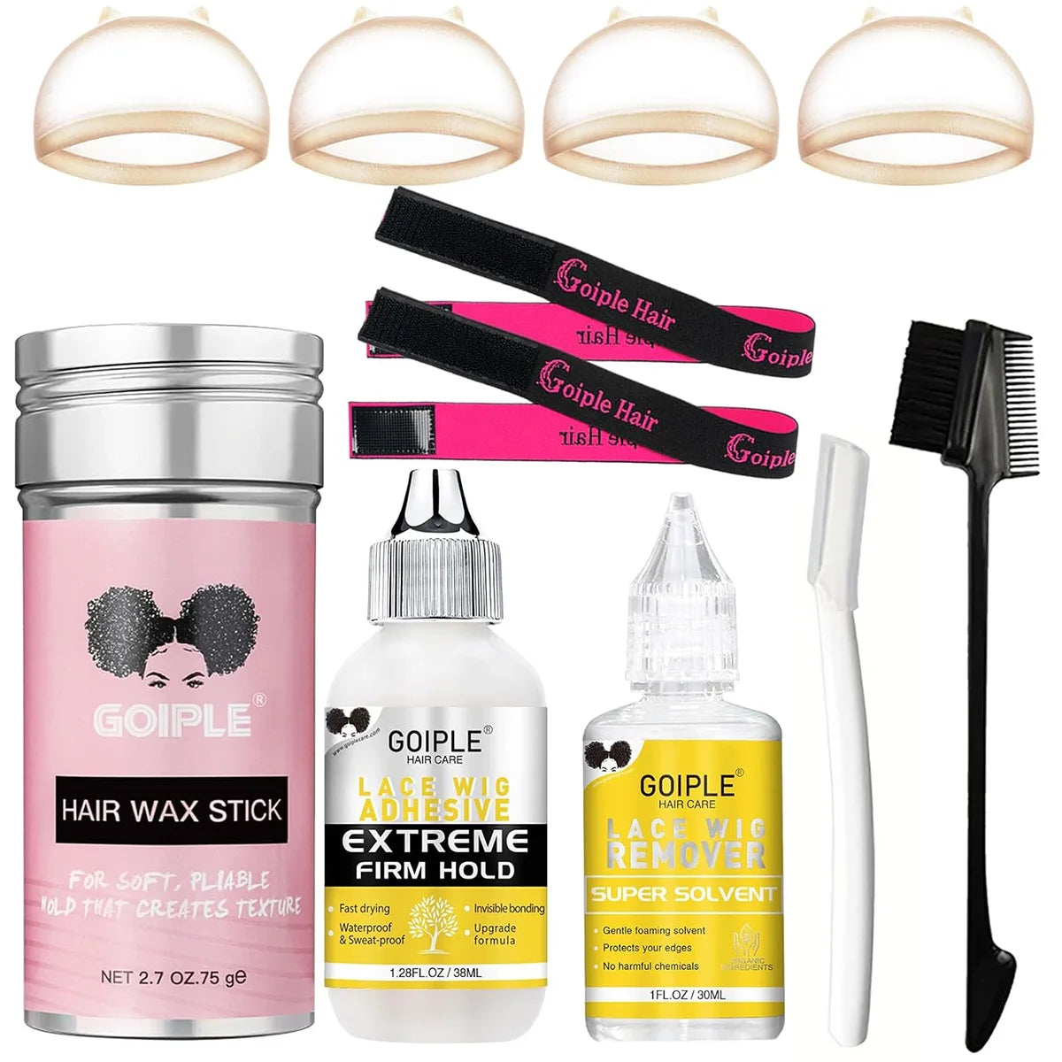 Melting Spray for Lace Front Invisible Wig Glue Waterproof Bond Adhesive Remover Edge Control Gel Wax Stick Wig Caps Styling Kit
