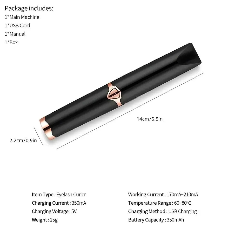 Wide‑Angle Electric Heated Eyelash Curler – Bezel‑Free Design, Fast Heating & Comfortable Grip