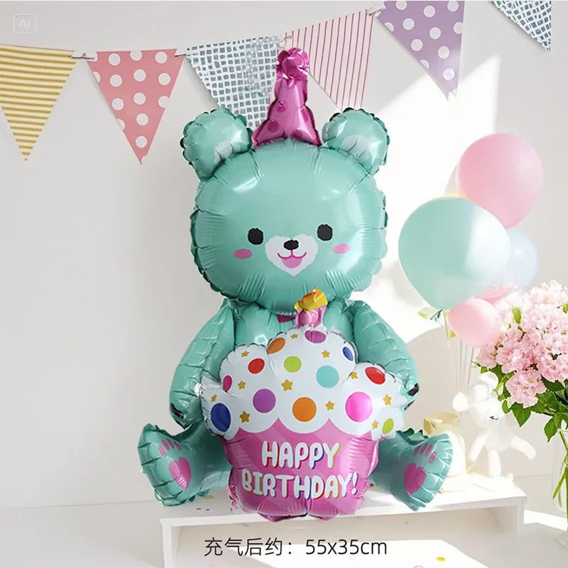 4D Bear Foil Balloon – Cute Baby Birthday Photo Prop & Baby Shower Party Decoration