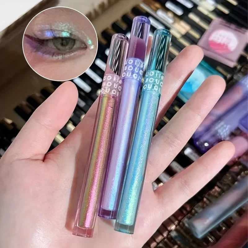3pcs Set - 3 Colors Chameleon Eyeshadow: Pink, Micro Glitter Purple, Cyan, Chameleon Glitter Long Lasting