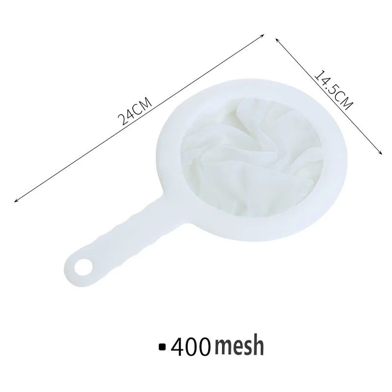 Ultra‑Fine Nylon Mesh Strainer – Washable 100/200/400 Mesh Filter for Soy Milk, Juice, Coffee & Tea
