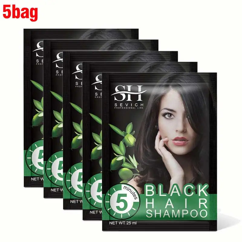 Instant Black Hair Shampoo – 10Pcs Herbal Color Restore, 5‑Minute Gray Coverage
