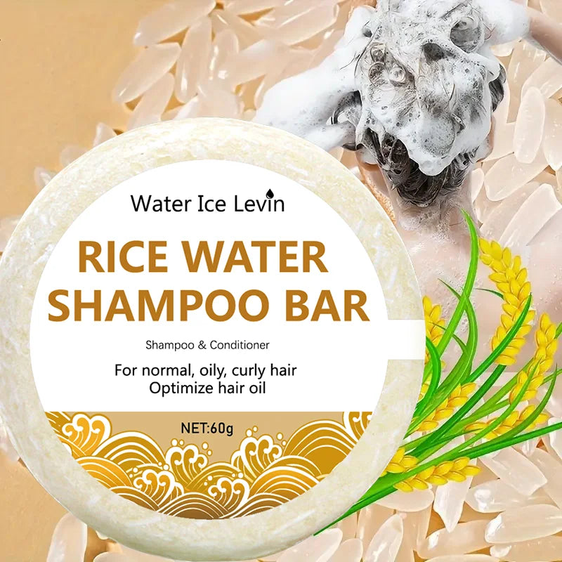 Organic Rice Shampoo Bar – Oil‑Free Rice Water Protein Soap for Hair Growth & Anti‑Loss Nourishing Care (60g)