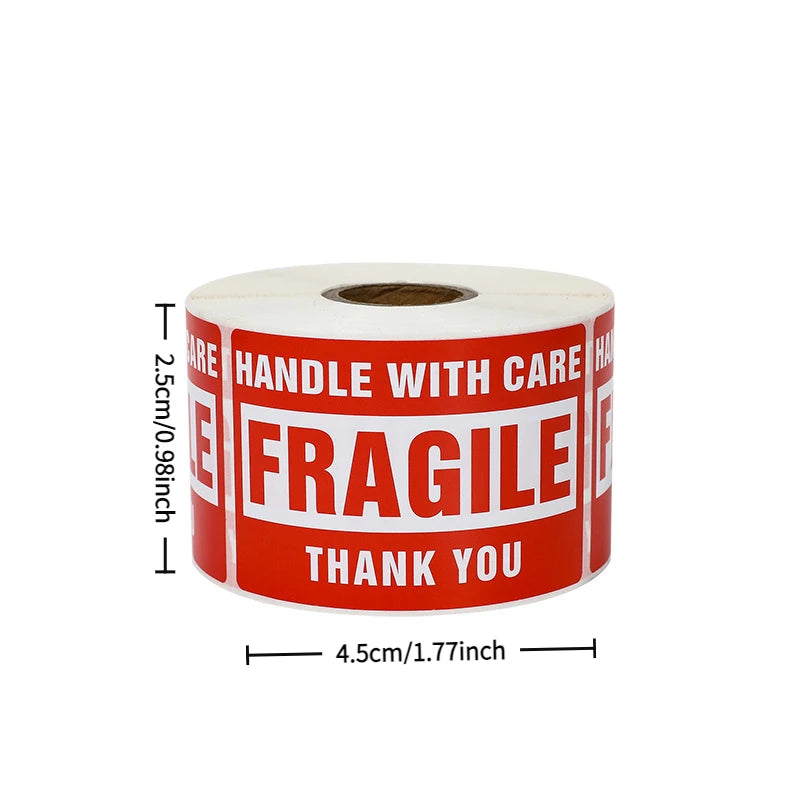 250Paste/Roll Fragile English Warning Label Sticker,Copper Plate Adhesive Anti-Tamper Fragile Item Warning Stickers