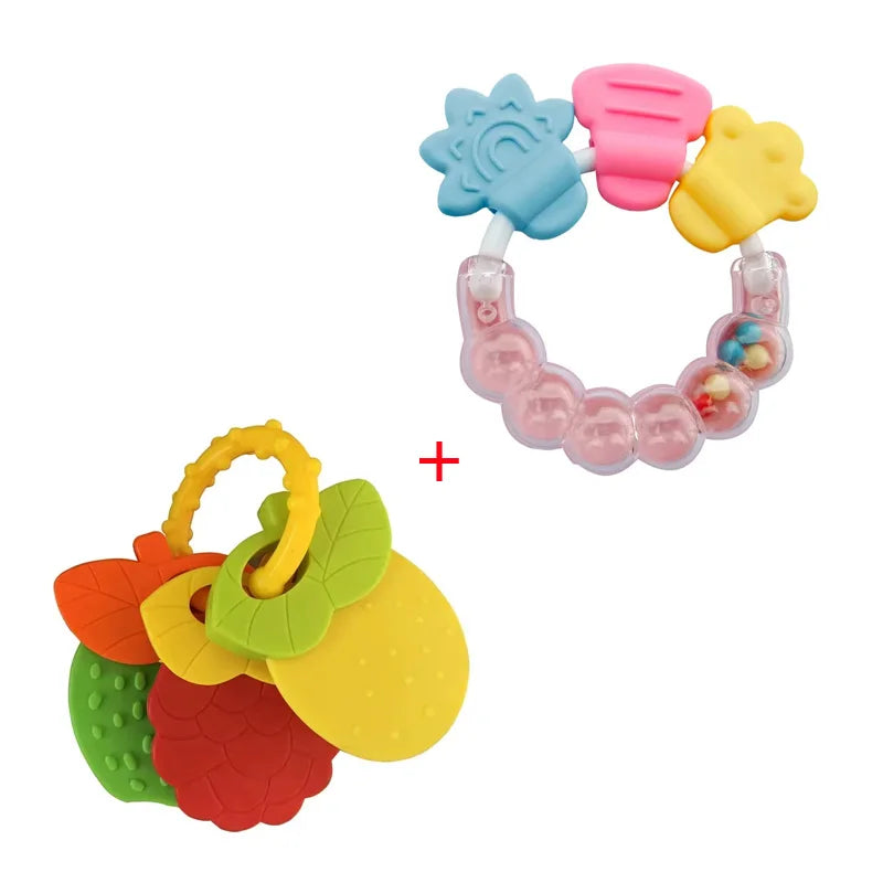 Silicone Teethers for Baby Things Newborn Chews Food Grade Teethers Training Bed Toy Baby fruit item Feeding Infant Rattle