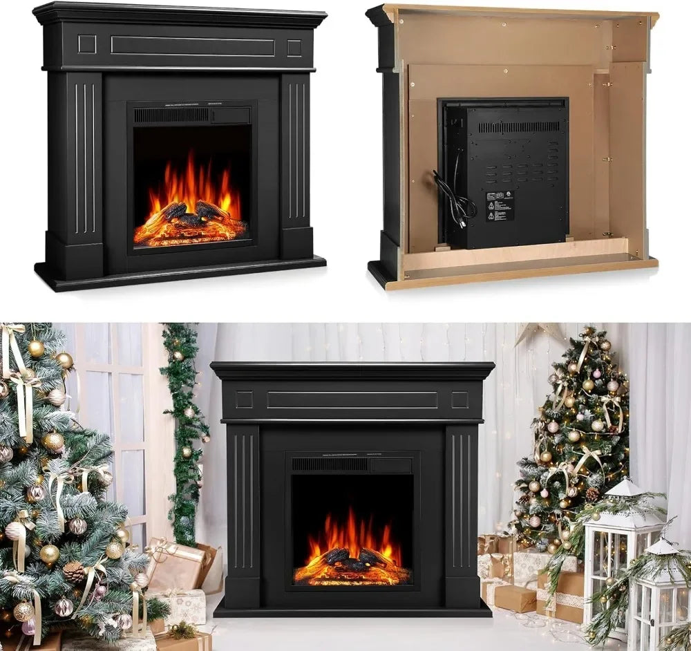 43" Electric Fireplace TV Stand — LED Flame & Heater