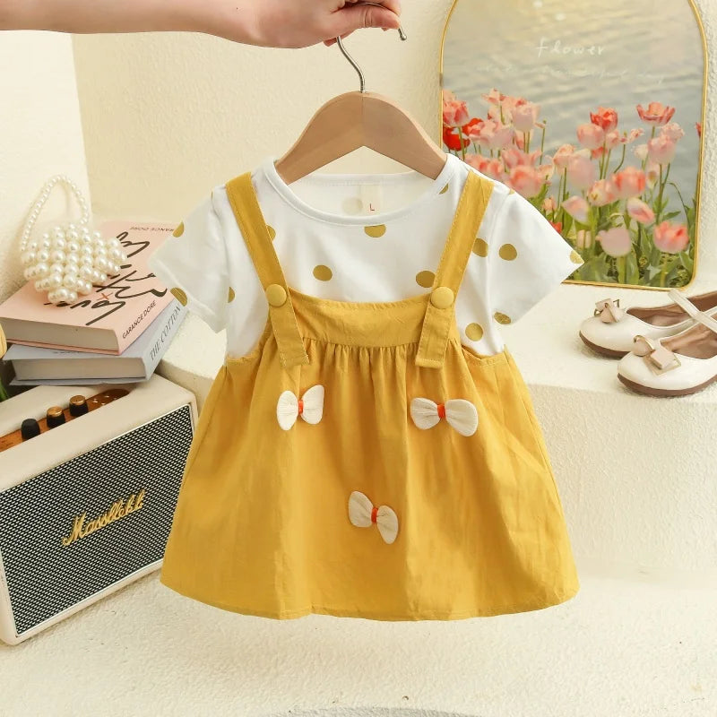 Baby Girl Polka Dot Dress – Summer Outfit with 3D Bow, Sweet Birthday Party Dress for Toddlers