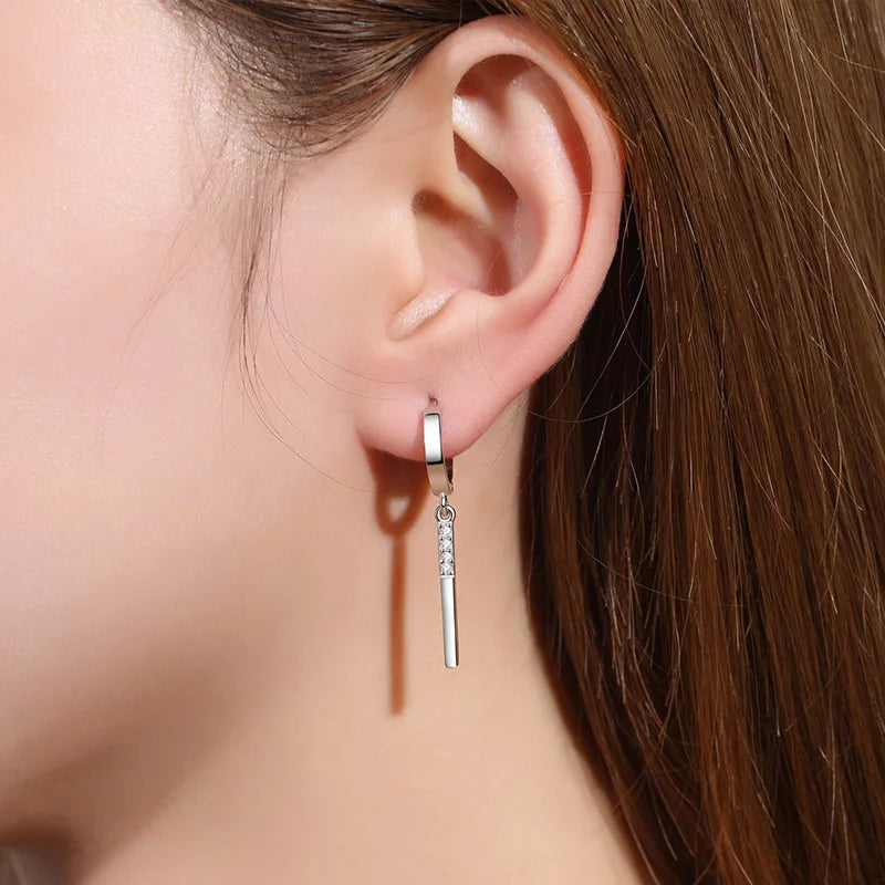 925 Sterling Silver Round Crystal Hoop Earrings For Women Elegant Wedding Party Jewelry Pendientes