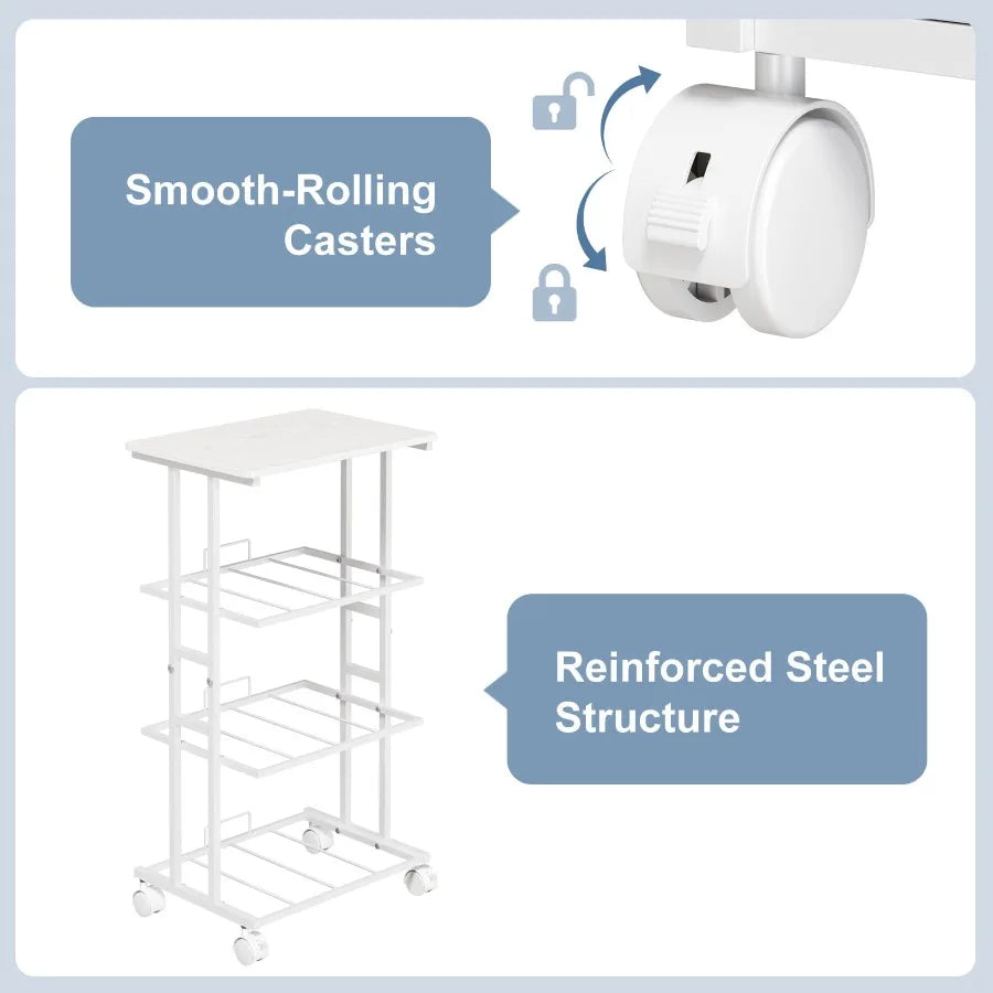 Rolling 3‑Drawer Nightstand – Fabric Storage