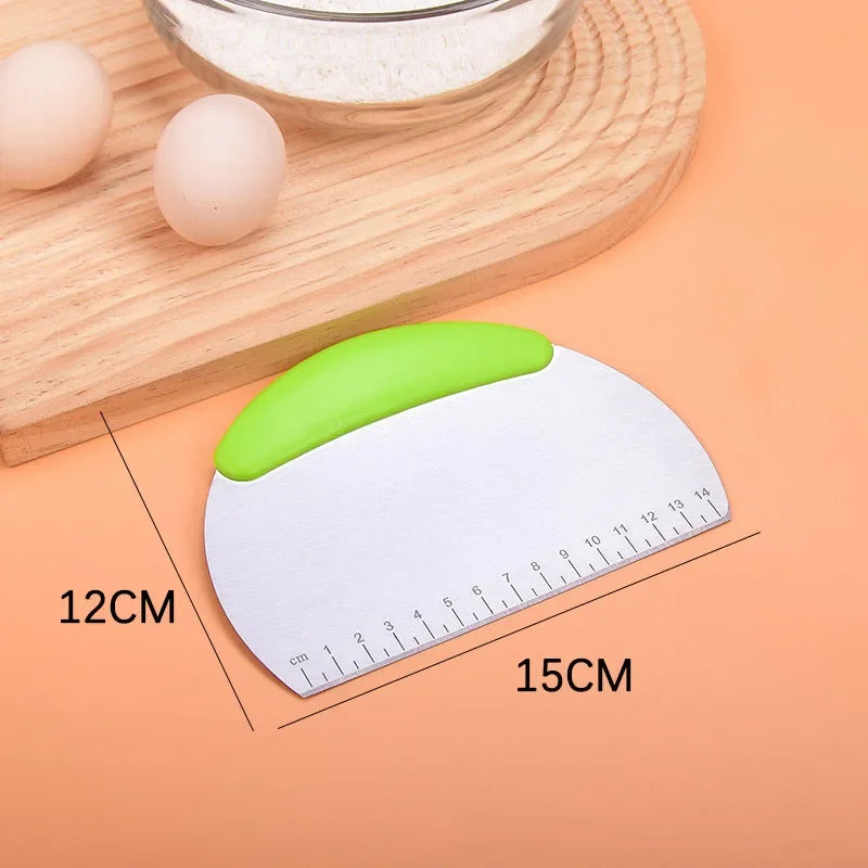 Stainless Steel Pastry Cutter Flour Pastry Scraper Chopper Scale Dough Pizza Cutter Comfortable Handle Kitchen Baking Tools