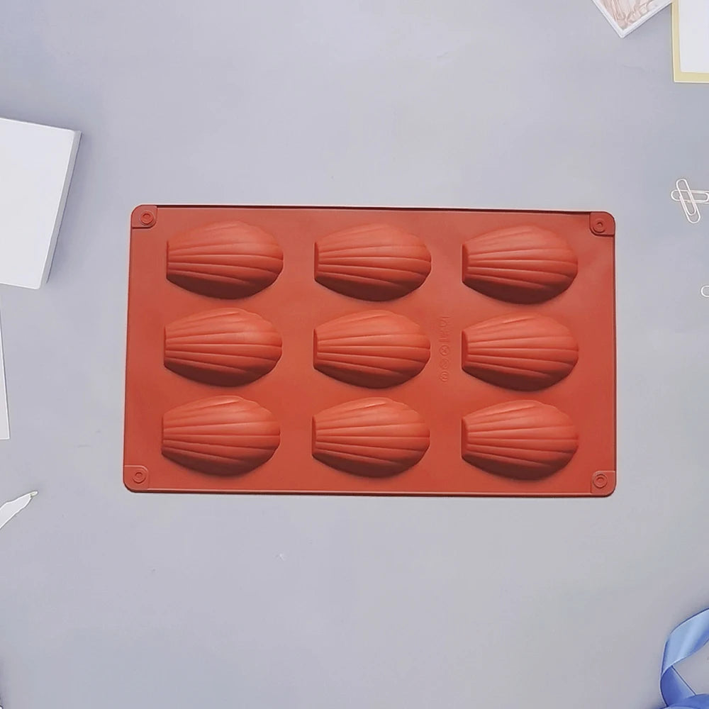 1/2‑Pack Silicone 9‑Cavity Madeleine Mold