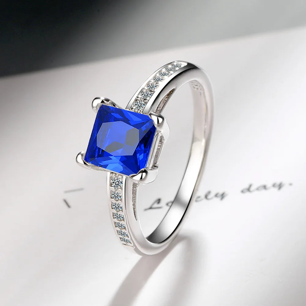 925 Sterling Silver Rings Size 5#-10# Quadrate Zircon High Quality For Women Fine Wedding Jewelry Accessories Party Gifts