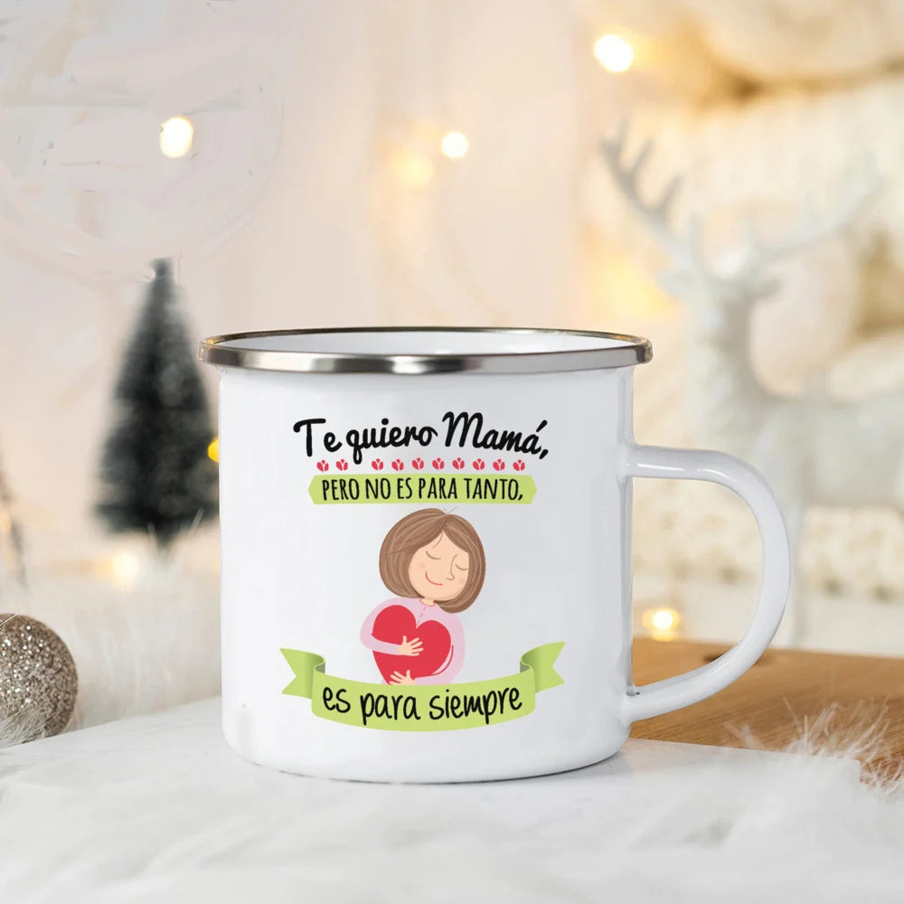World's Best Dad and Mom Print Coffee Mug Unique Fathers Day Gift and Mothers Day Gifts Drink Wine Juice Tea Enamel Mug Present
