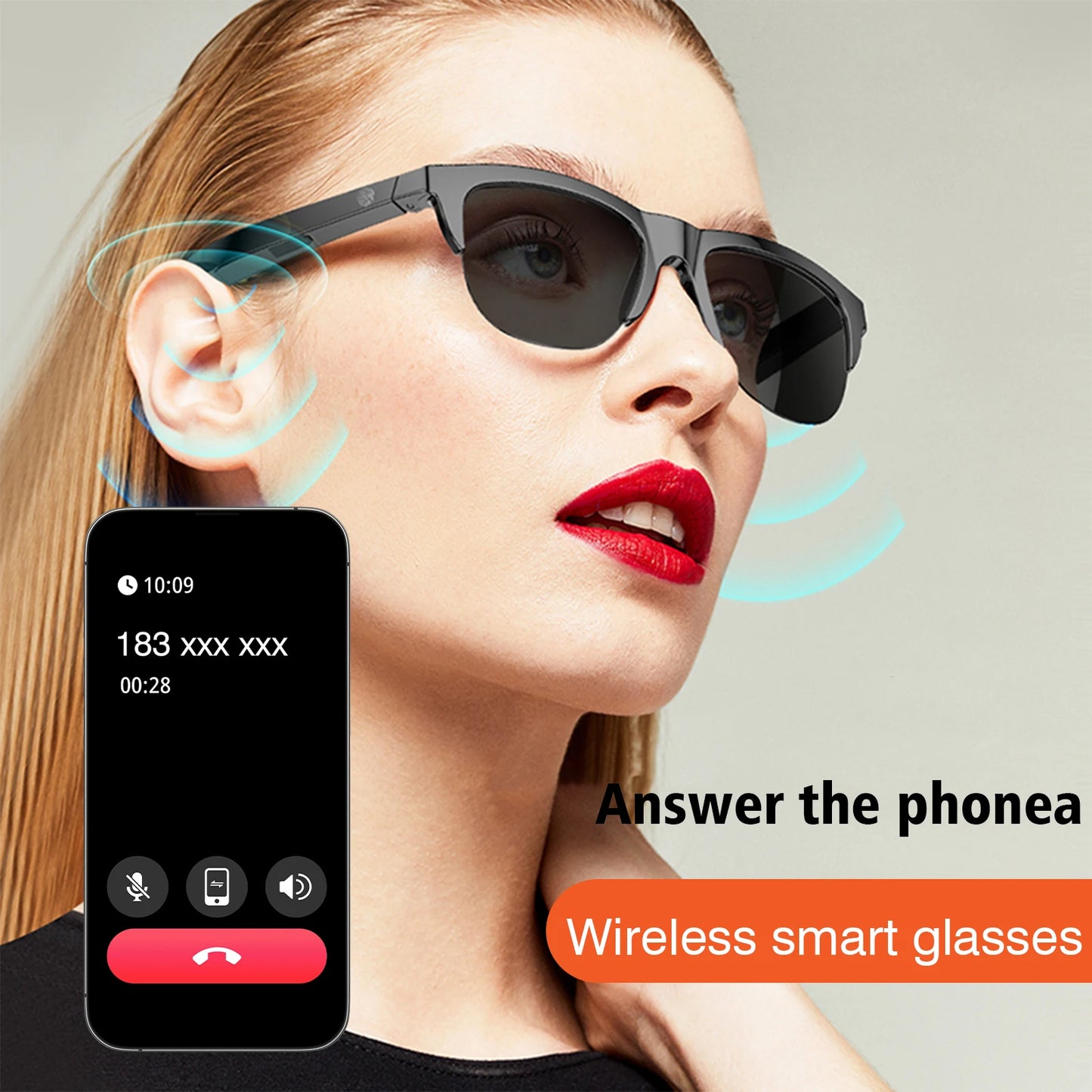 Smart glasses, music playback, voice assistant, wireless calls, unisex, blue light blocking glasses