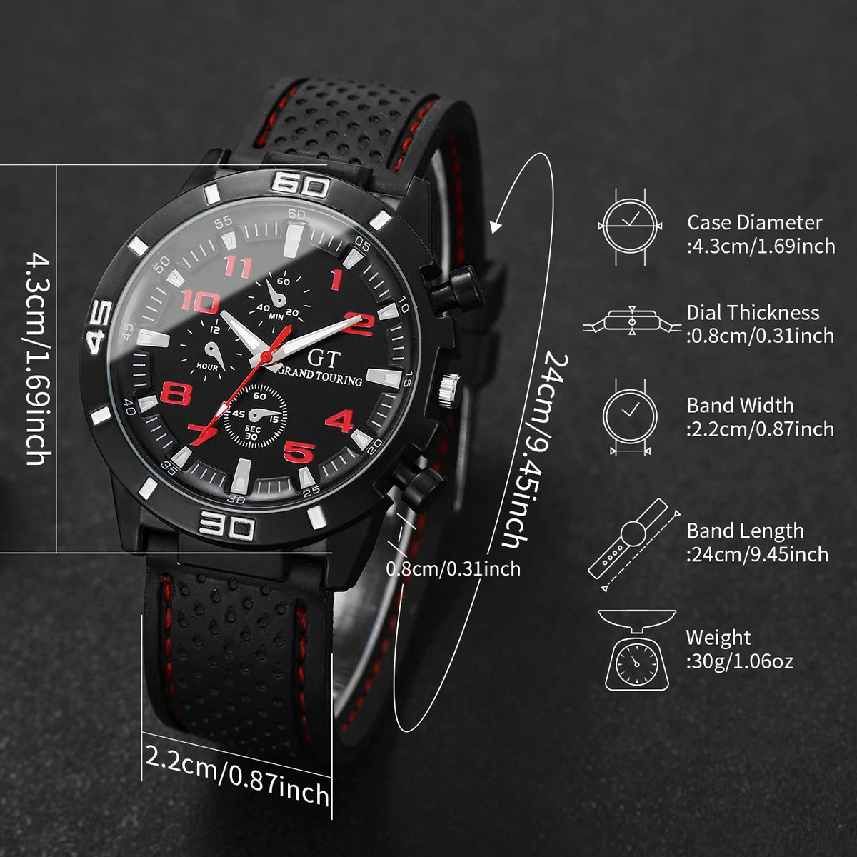 6PCS/Set Men Watches Fashion Silicone Band Mens Sports Watches Reloj Hombre(Without Box)
