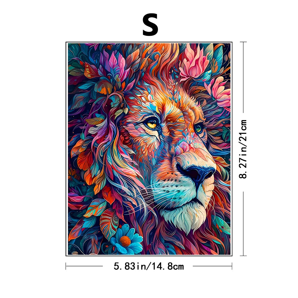 Unique Wooden Jigsaw Puzzles - Lion, Luxurious Animal Shaped Wood Puzzle, Beautiful Package, Best Gift for Adults
