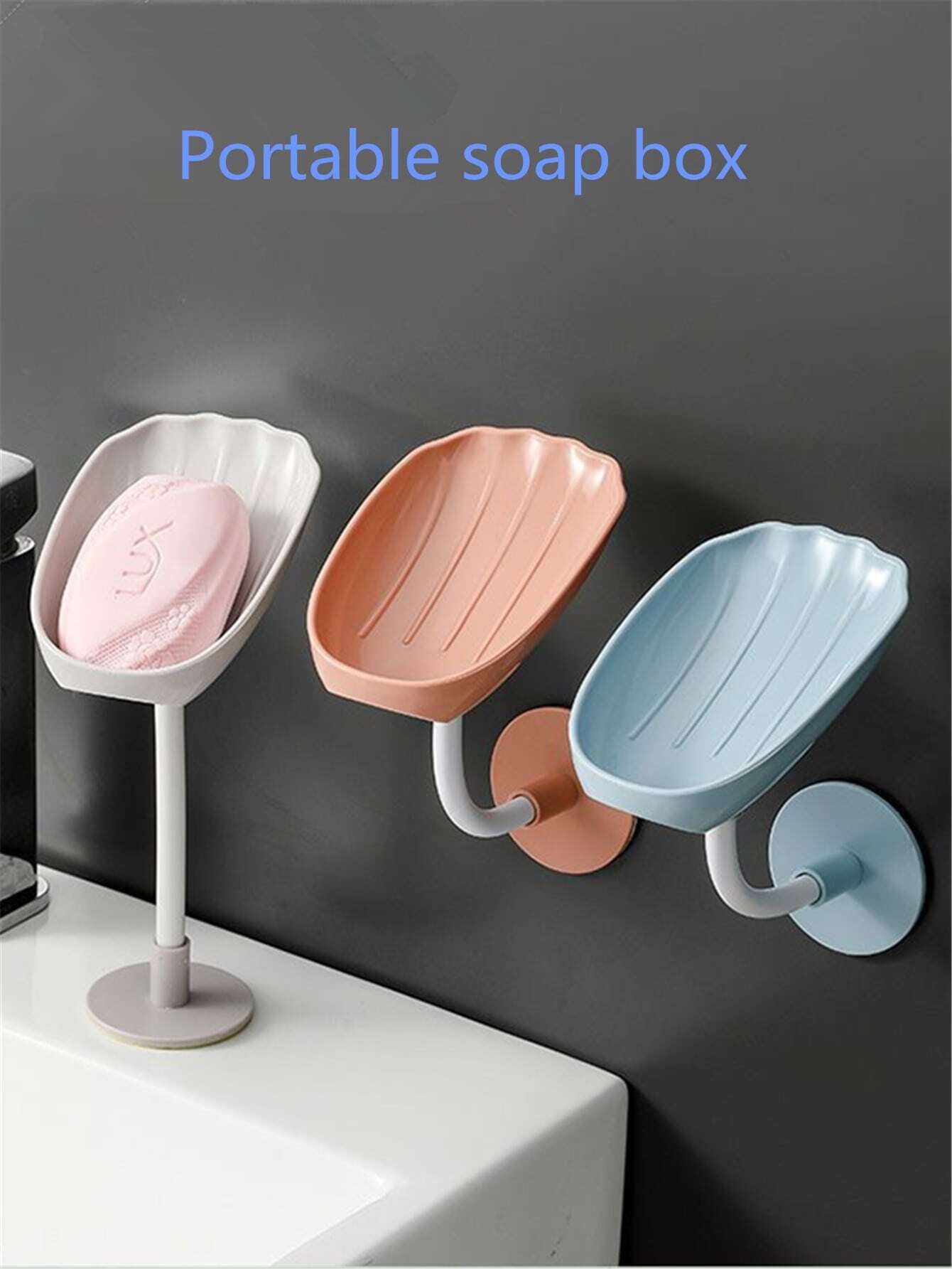 Leaf-Shaped Soap Holder with Suction Cup - Bathroom Soap Dish Tray and Container