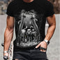 Men's 100% Cotton Gothic Skull & Religious Symbol T-Shirt - Y2K Streetwear Dark Aesthetic Top with Round Neck, Machine Washable Casual Wear Suitable for Year-Round Edgy Outfits