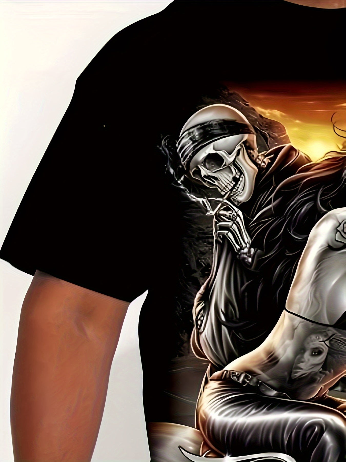 Men's Big & Tall Motorcycle Rider Graphic T-Shirt - Stretch Comfort Fit Tee with Sleeve Prints - Breathable Spandex Shirt for Motorcycle Enthusiasts - Machine Washable Biker Apparel (Plus Size Clothing), Casual Summer Wear, S