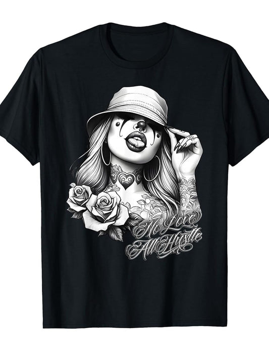 2025Current fashion style Hip-hop Student One sizeMen'S & Women'S Chicana Payasa Tattoo Chola Graphic T-Shirt | Comfortable, Breathable, Crew Neck, Medium Stretch Fabric, Perfect for Exercise, Party Gatherings, Fitness, Gift
