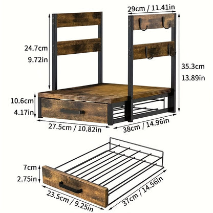 Coffee Capsule Storage Rack And Mug Holder, Double Layer Coffee Machine Stand, K Cup Holder Drawer, 70 Capacity Bean Pod Organizer, Home Kitchen Countertop Organizer, Rustic Brown