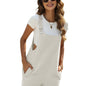 Women's Sleeveless Cotton-Linen Jumpsuit | Comfy Palazzo Style with Pockets | Easy-Care Casual Wear for Spring to Fall