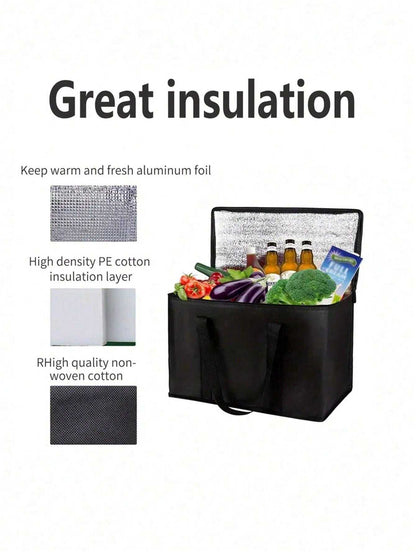 Insulated Grocery Bags Large Capacity Insulation Bag, Reusable Grocery Tote, Soft Cooler Bag, Hot & Cold Takeout or Food Delivery Bag, Lightweight, Sturdy Zipper, Foldable, Stands Upright Portable Summer Travel Holiday School Supplies Camping Equipment for Outdoor and Camping Camping Gear