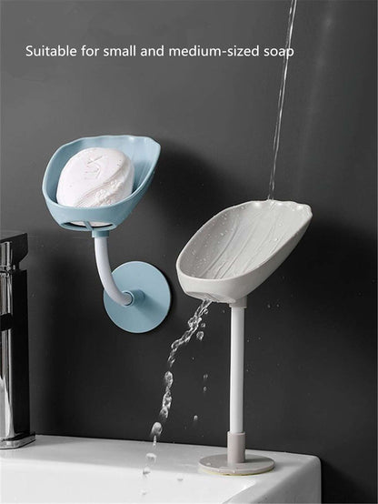 Leaf-Shaped Soap Holder with Suction Cup - Bathroom Soap Dish Tray and Container