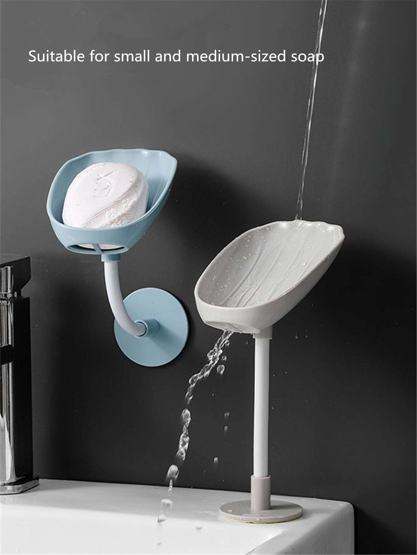 Leaf-Shaped Soap Holder with Suction Cup - Bathroom Soap Dish Tray and Container
