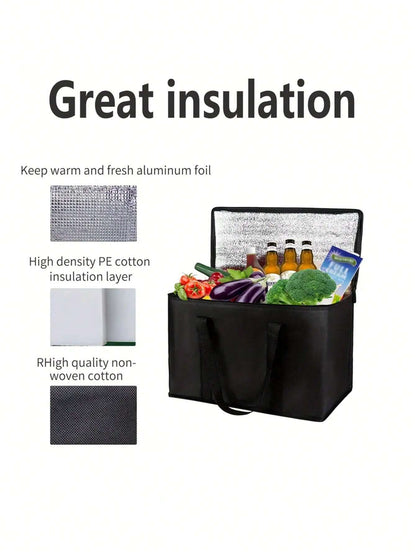 Insulated Grocery Bags Large Capacity Insulation Bag, Reusable Grocery Tote, Soft Cooler Bag, Hot & Cold Takeout or Food Delivery Bag, Lightweight, Sturdy Zipper, Foldable, Stands Upright Portable Summer Travel Holiday School Supplies Camping Equipment for Outdoor and Camping Camping Gear