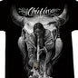 Black Plus Size T-Shirt with Stunning Bull Skull and Native American Inspired Graphic
