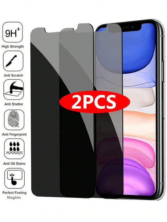 2Pcs Privacy Screen Protector Compatible with Iphone 16 15 14 13 11 12 Pro Max Mini 7 8 plus Anti-Spy Protective Glass Compatible with Iphone 16 15 X XR XS MAX