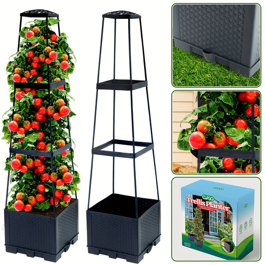 2 Pack 44.8Inch Tomato Planter Box With Trellis Self-Watering Tomato Cage With Trapezoidal Trellis Climbing Plants In Patio Garden Indoor Outdoor