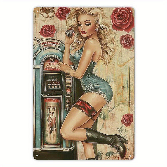Vintage Music Themed Retro Jukebox Metal Tin Sign - Durable Iron Construction, No Electricity Required, Perfect for Bar, Man Cave, Music Room Wall Decor