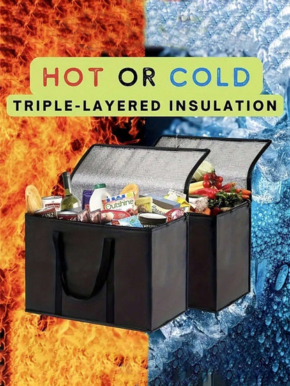 Insulated Grocery Bags Large Capacity Insulation Bag, Reusable Grocery Tote, Soft Cooler Bag, Hot & Cold Takeout or Food Delivery Bag, Lightweight, Sturdy Zipper, Foldable, Stands Upright Portable Summer Travel Holiday School Supplies Camping Equipment for Outdoor and Camping Camping Gear