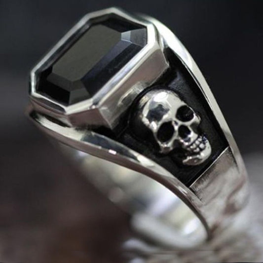 Gothic Bohemian Skull Ring for Men - Black & Gothic Jewelry with Intricate Skull & Crossbones Design, Durable Everyday & Halloween/Christmas/Thanksgiving Party Accessory, Year-Round Statement Ring for Men'S Fashion & Themed E
