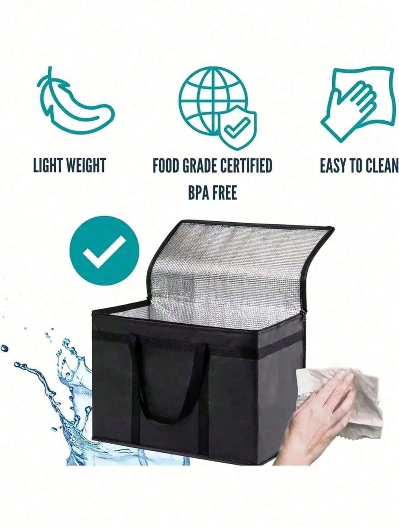 Insulated Grocery Bags Large Capacity Insulation Bag, Reusable Grocery Tote, Soft Cooler Bag, Hot & Cold Takeout or Food Delivery Bag, Lightweight, Sturdy Zipper, Foldable, Stands Upright Portable Summer Travel Holiday School Supplies Camping Equipment for Outdoor and Camping Camping Gear