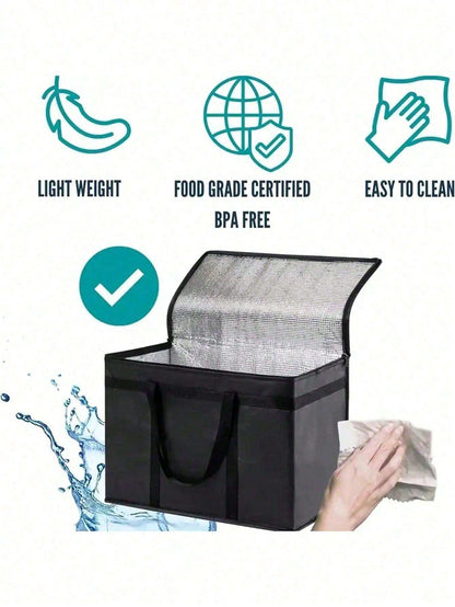 Insulated Grocery Bags Large Capacity Insulation Bag, Reusable Grocery Tote, Soft Cooler Bag, Hot & Cold Takeout or Food Delivery Bag, Lightweight, Sturdy Zipper, Foldable, Stands Upright Portable Summer Travel Holiday School Supplies Camping Equipment for Outdoor and Camping Camping Gear