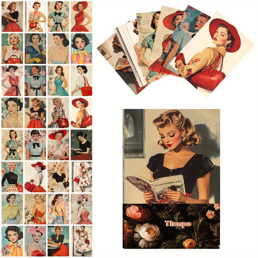 32pcs, Classical Elegance Women'S Portrait Postcards, Vintage Mid-Century Postcard Set, Western Classical Art Postcards, Medieval Style, Raphael Pre-Roc Epoch, Theme Journal/Decorative/Greeting Cards/Postcards, Thick Card Pap