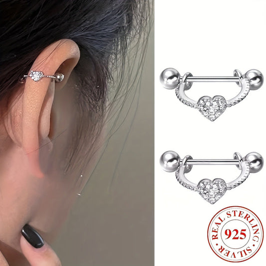 Adorable Heart Earrings: Charming And Alluring Pair of Heart Studs | Made of S925 with Cubic Synthetic Zirconia, Perfect for Valentine'S Day Or Everyday Gifting